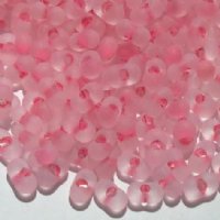 25 grams of 3x7mm Hot Pink Lined Matte Crystal Farfalle Seed Beads